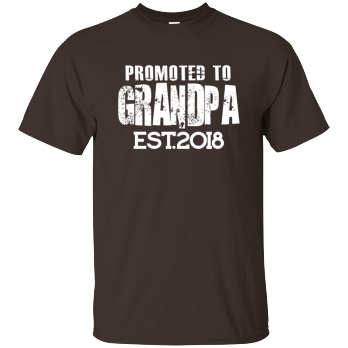 Papa T-shirt Promoted To Grandpa Est 2018 T-shirt Dark Chocolate