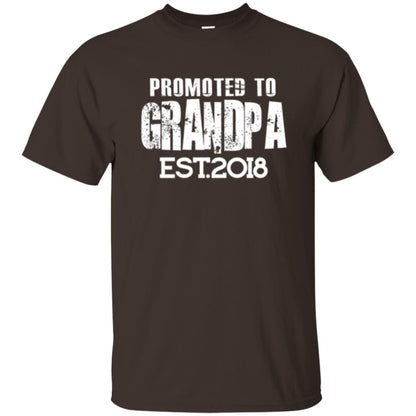 Papa T-shirt Promoted To Grandpa Est 2018 T-shirt Dark Chocolate