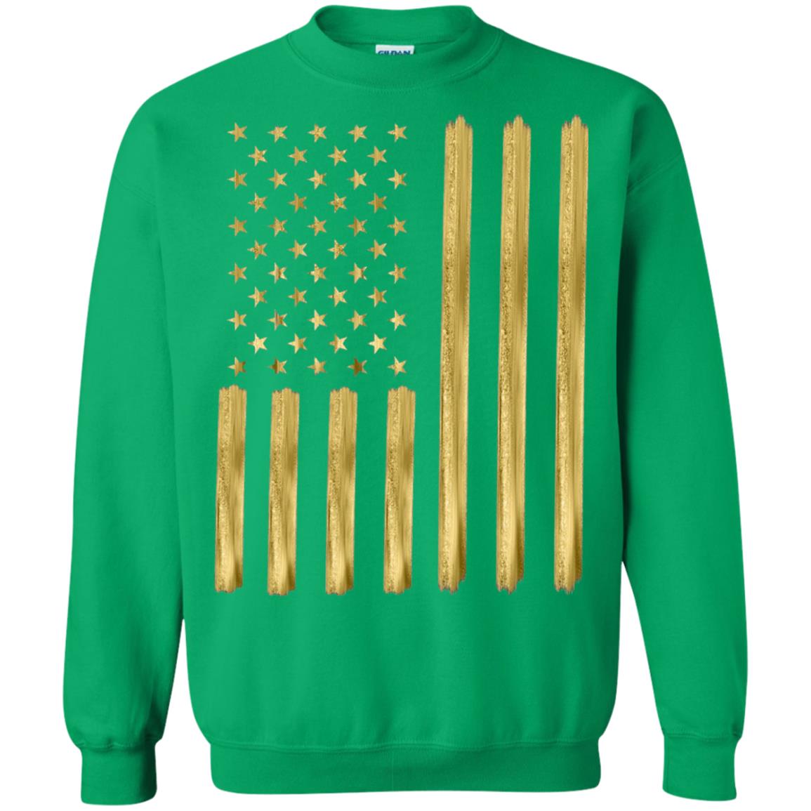 Faux Gold Paint American Flag T-shirt Irish Green