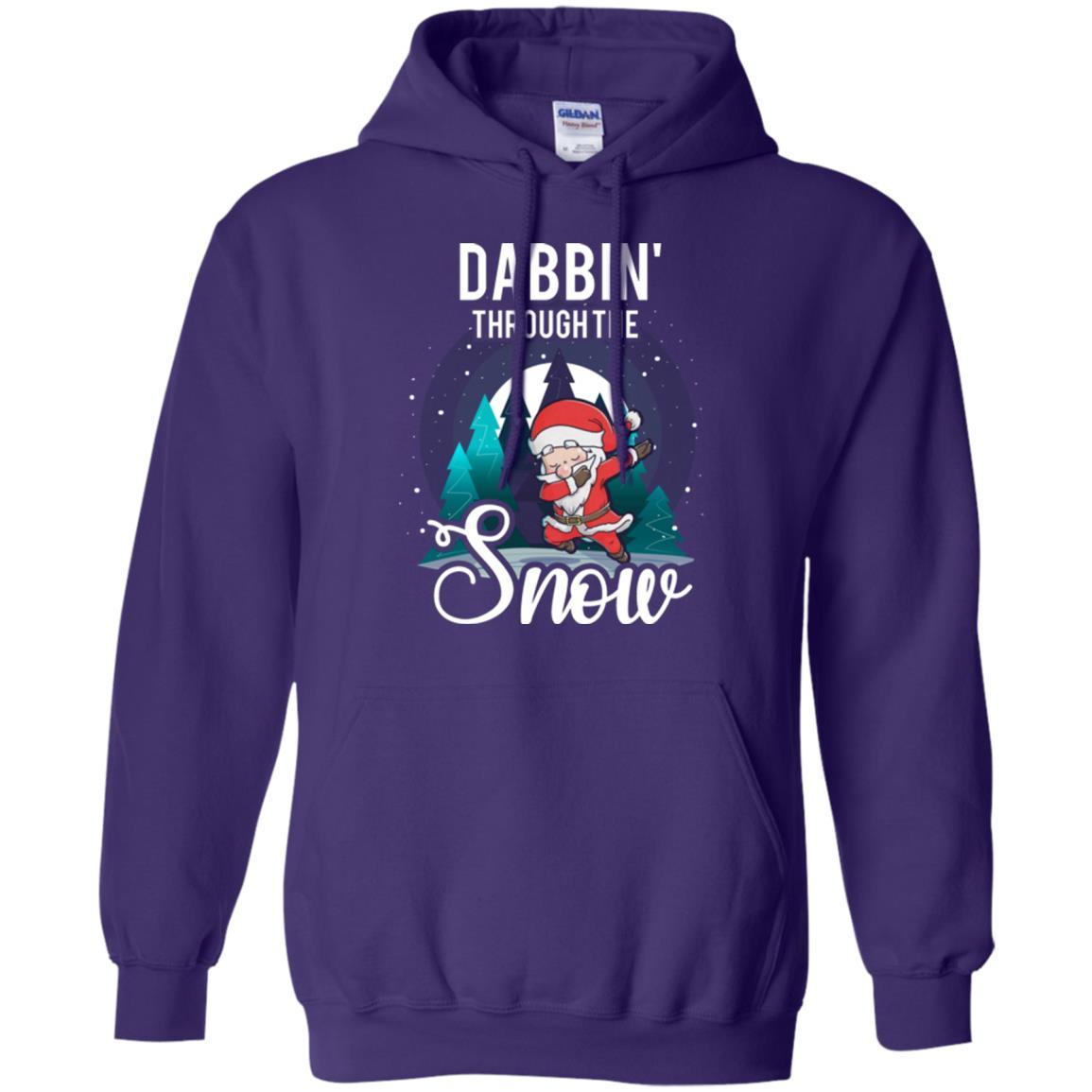 Christmas T-shirt Santa Claus Dabbing Through The Snow Purple