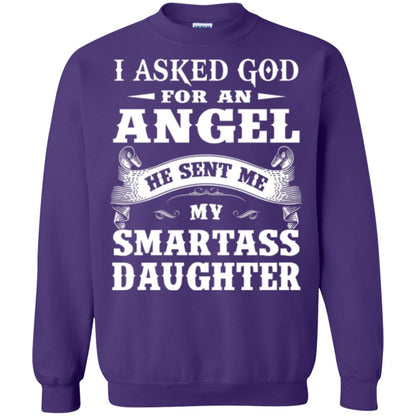 Daddy T-shirt I Asked God For An Angel Purple
