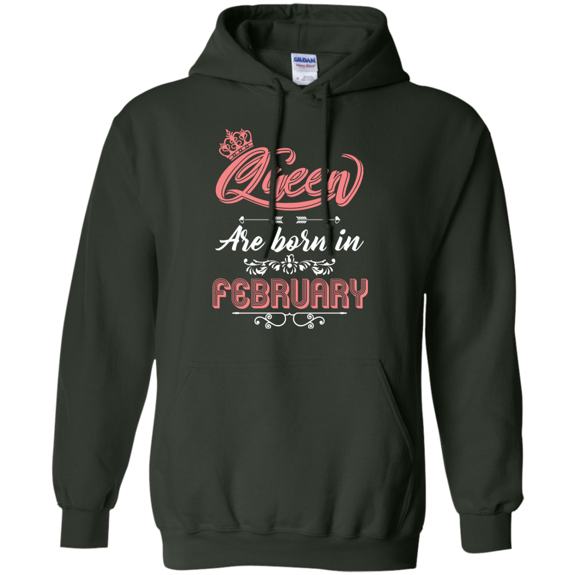 Brithday T-Shirt Queen Are Born In February Forest Green