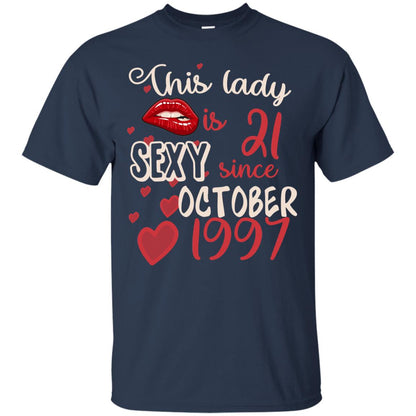 This Lady Is 21 Sexy Since October 1997 21st Birthday Shirt For October Womens Navy