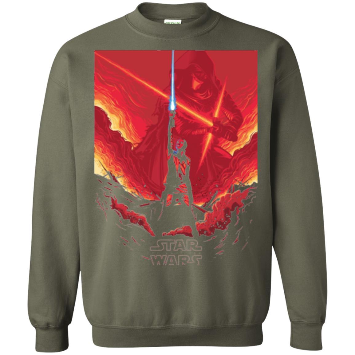 Film T-shirt Star Wars Last Jedi Rey Saber Reach Red Poster Military Green