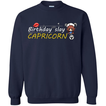 Cute Capricorn Girl Birthday Lip Slay T-shirt Navy
