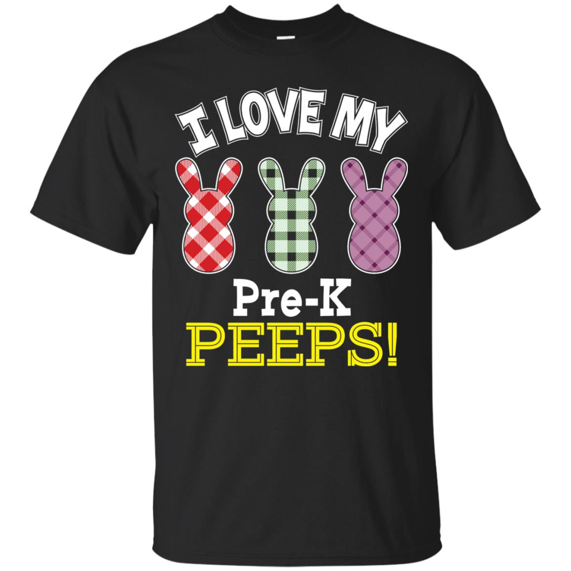 Teacher Easter Day T-shirt I Love My Pre-k Peeps Cute Bunny Black