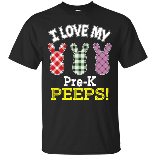 Teacher Easter Day T-shirt I Love My Pre-k Peeps Cute Bunny Black