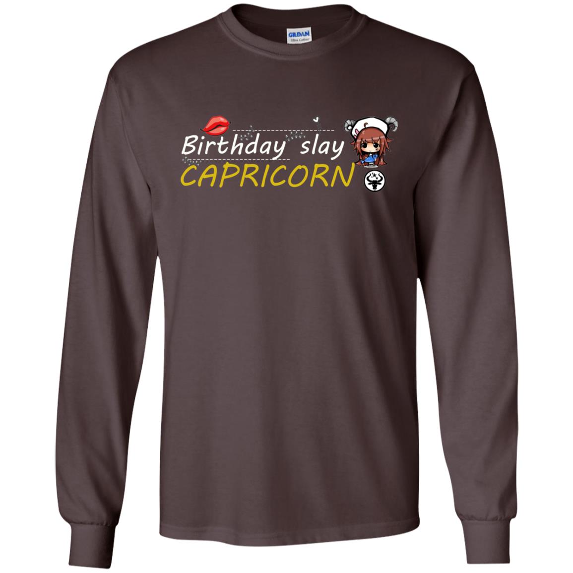 Cute Capricorn Girl Birthday Lip Slay T-shirt Dark Chocolate