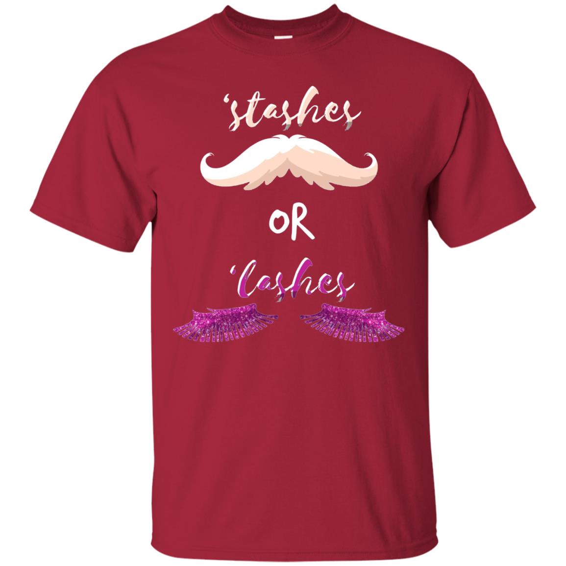 Stashes Or Lashes Funny Baby Gender Shower Reveal Pregnancy Shirt Cardinal