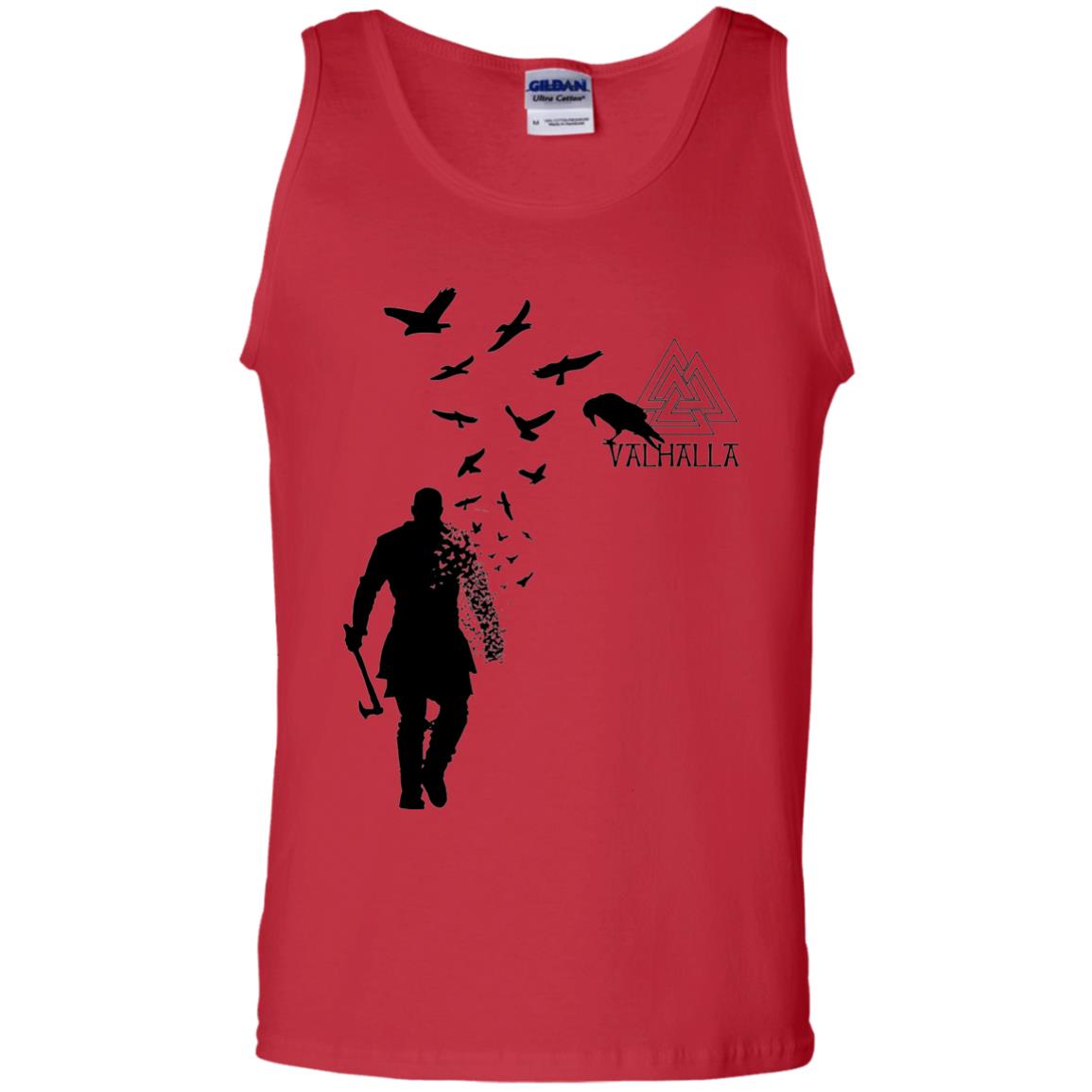 Vikings Axe Ragnar Lothbrok Flock Of Ravens Valhalla Symbol T-shirt Red