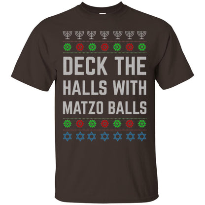 Christmas T-shirt Deck The Halls With Matzo Balls Dark Chocolate