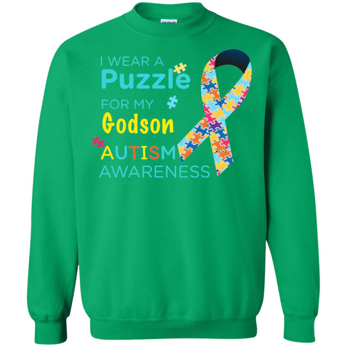 I Wear Puzzle For My Godson Autism Awareness Shirt Irish Green
