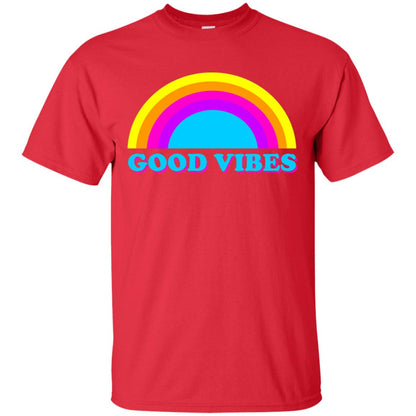 Rainbow Groovy Good Vibes T-shirt Red