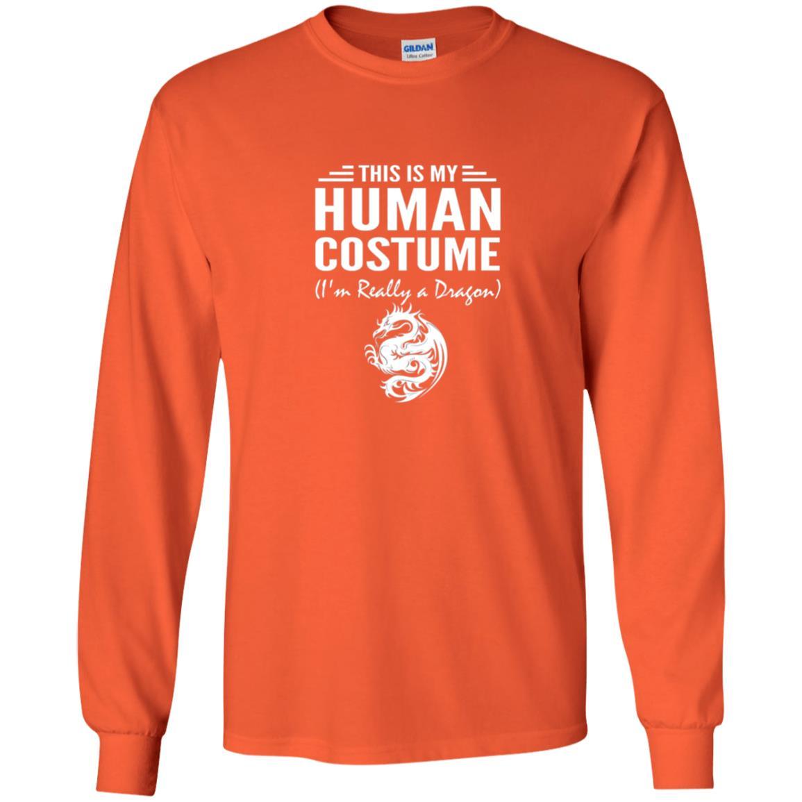 Dargon T-shirt This Is My Human Costume I'm Really A Dragon Orange