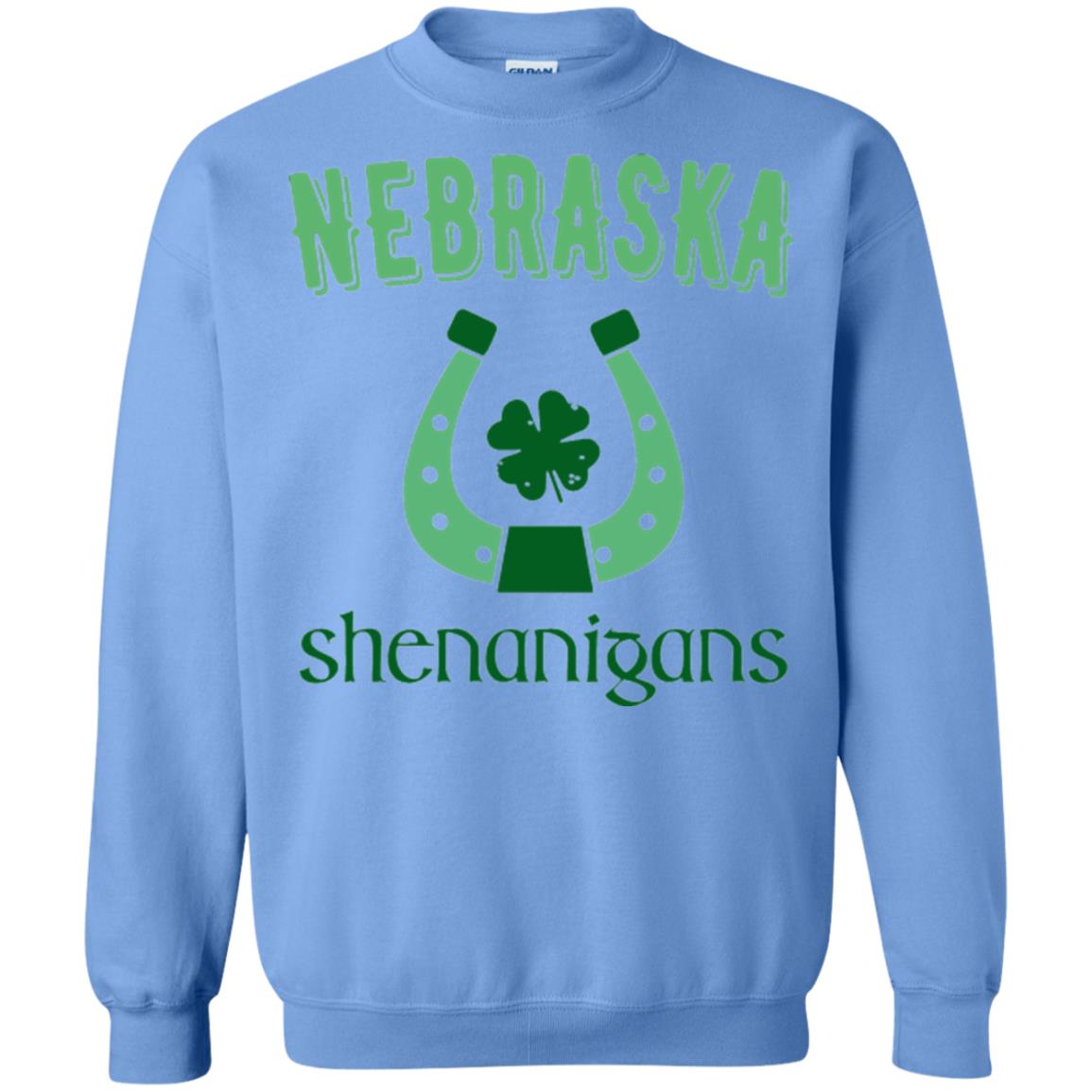 Nebraska Shenanigans Horseshoe Clover St Patrick_s Day T-shirt Carolina Blue