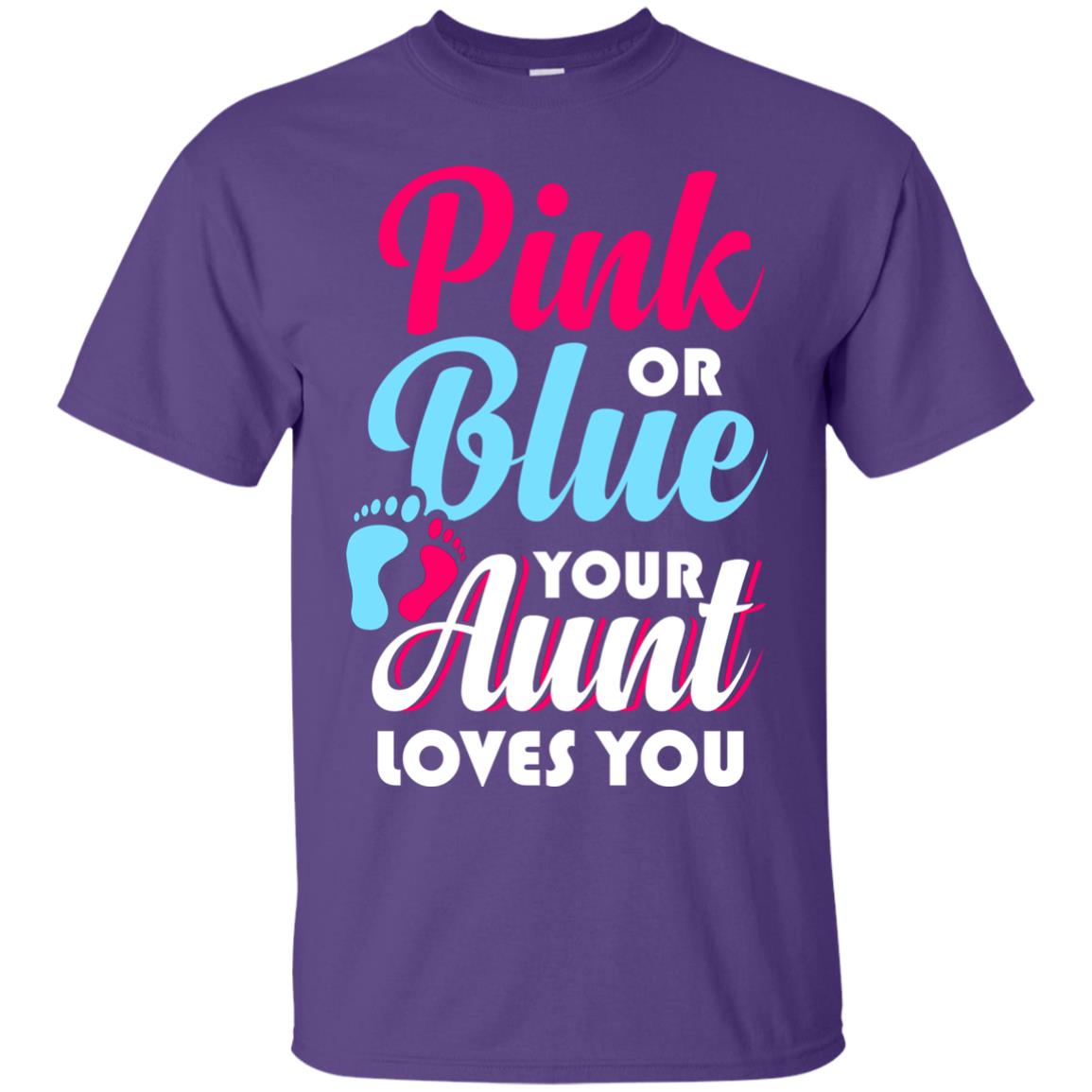 Pink Or Blue Your Aunt Loves You Gender Reveal Party Shirt Purple