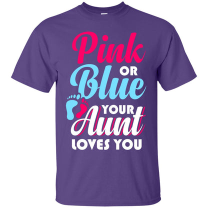 Pink Or Blue Your Aunt Loves You Gender Reveal Party Shirt Purple