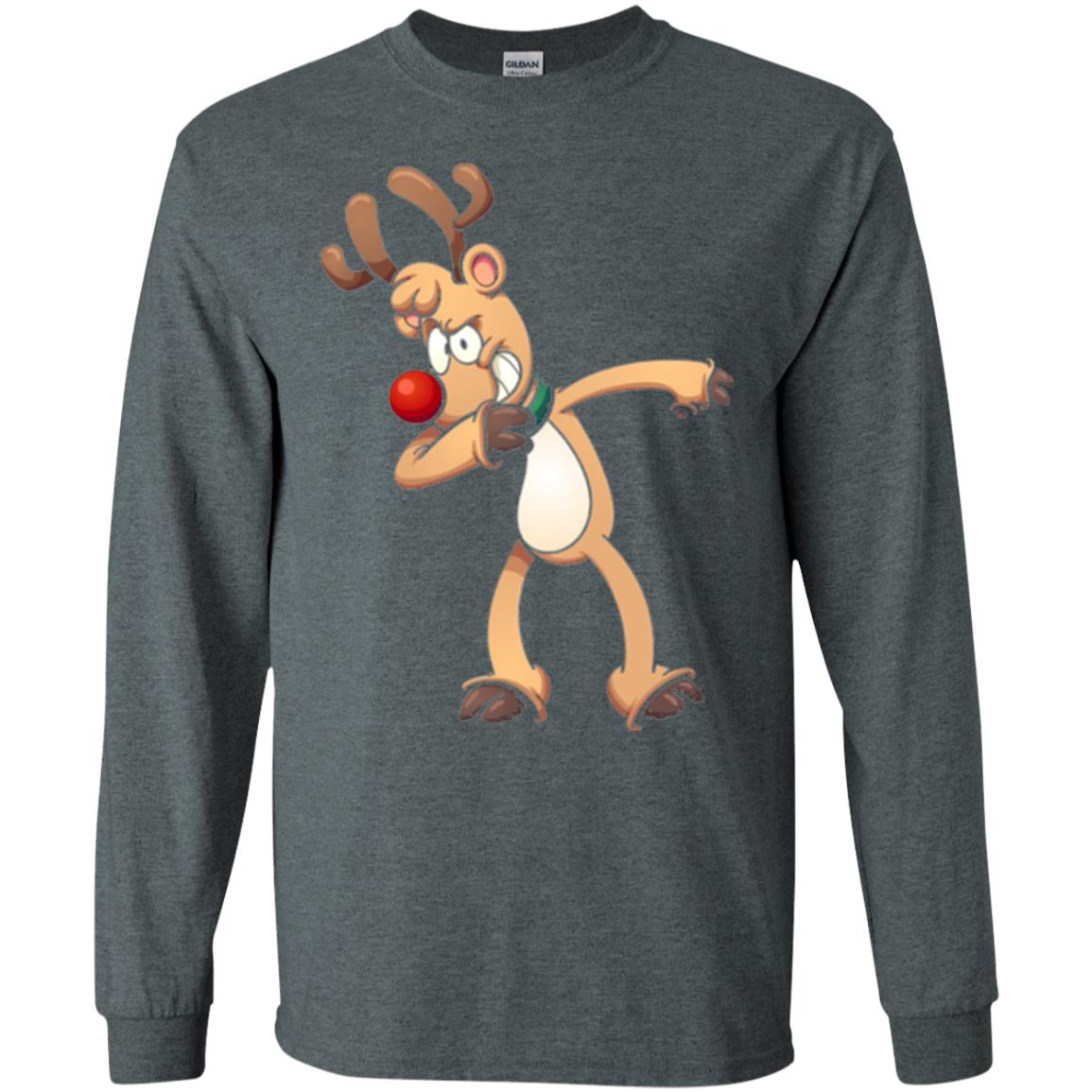 Christmas T-shirt Dabbing Reindeer Dark Heather