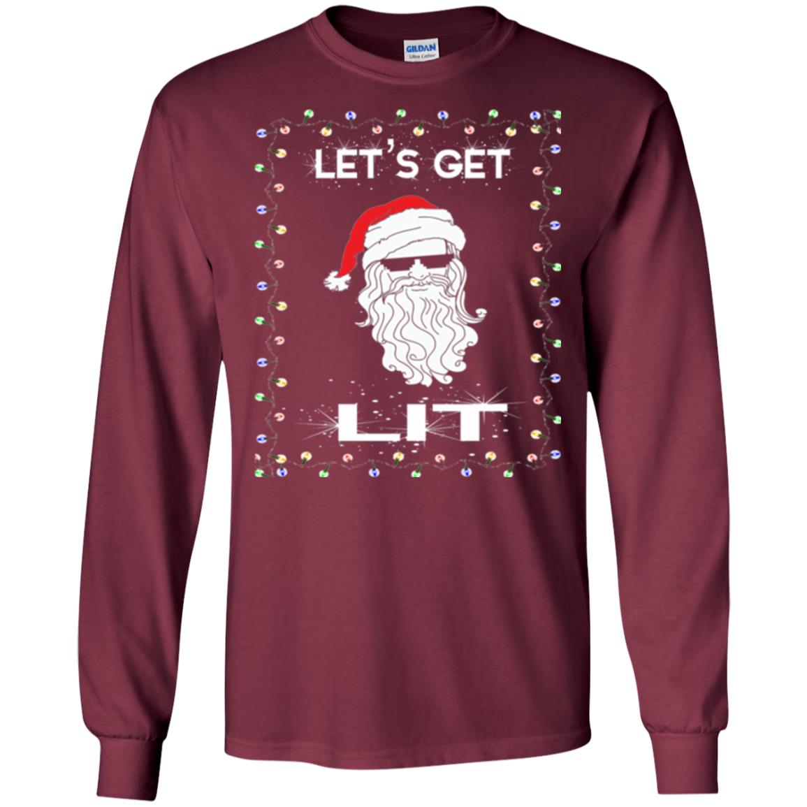 Christmas T-shirt Let_s Get Lit Maroon