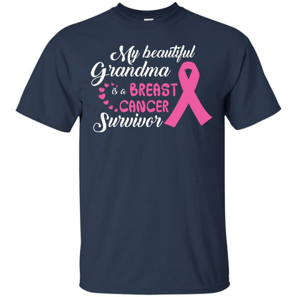 My Beautiful Grandma Is A Breast Cancer Survivor T-shirt Navy