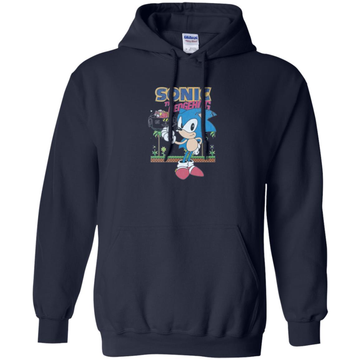 Gamer T-shirt Sega Sonic The Hedgehog Battles Dr. Eggman Robotnik Navy