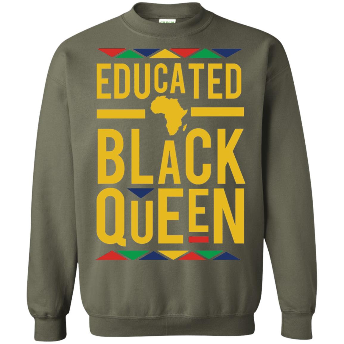 African Dna Pride T-shirt Dashiki Educated Black Queen Military Green