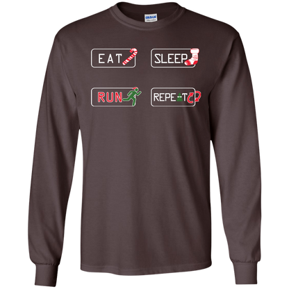 Christmas T-Shirt Eat Sleep Run Repeat Dark Chocolate