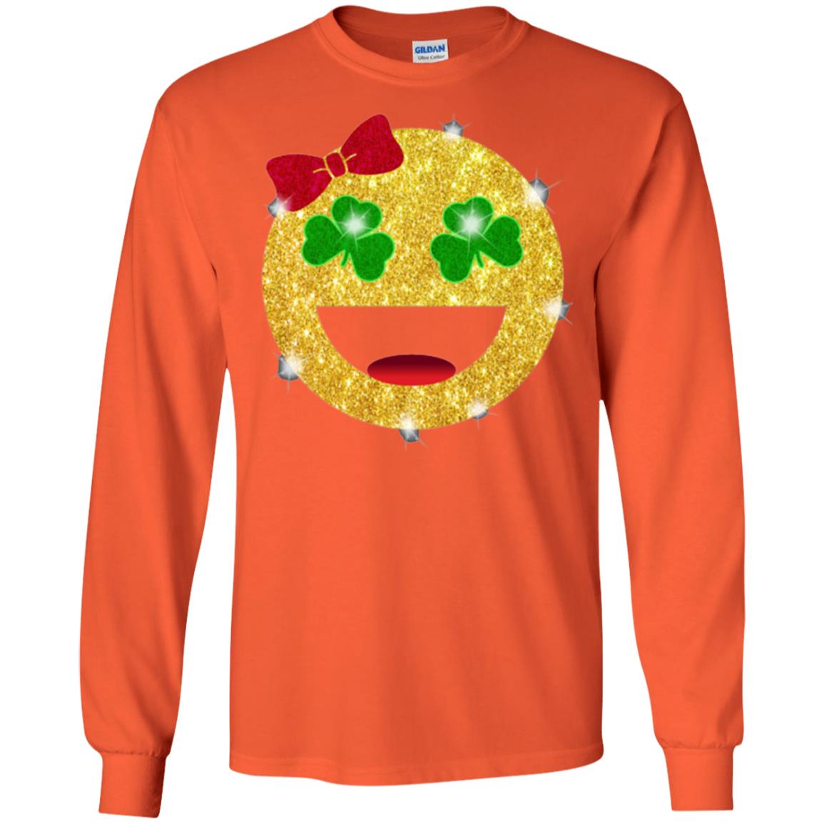 Happy Gold Blink Emoji Saint Patrick's Day T-shirt Orange