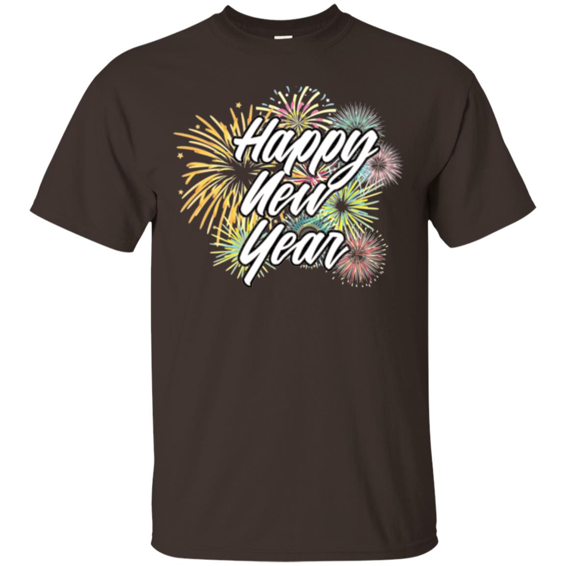 Happy New Year T-shirt Fireworks Dark Chocolate