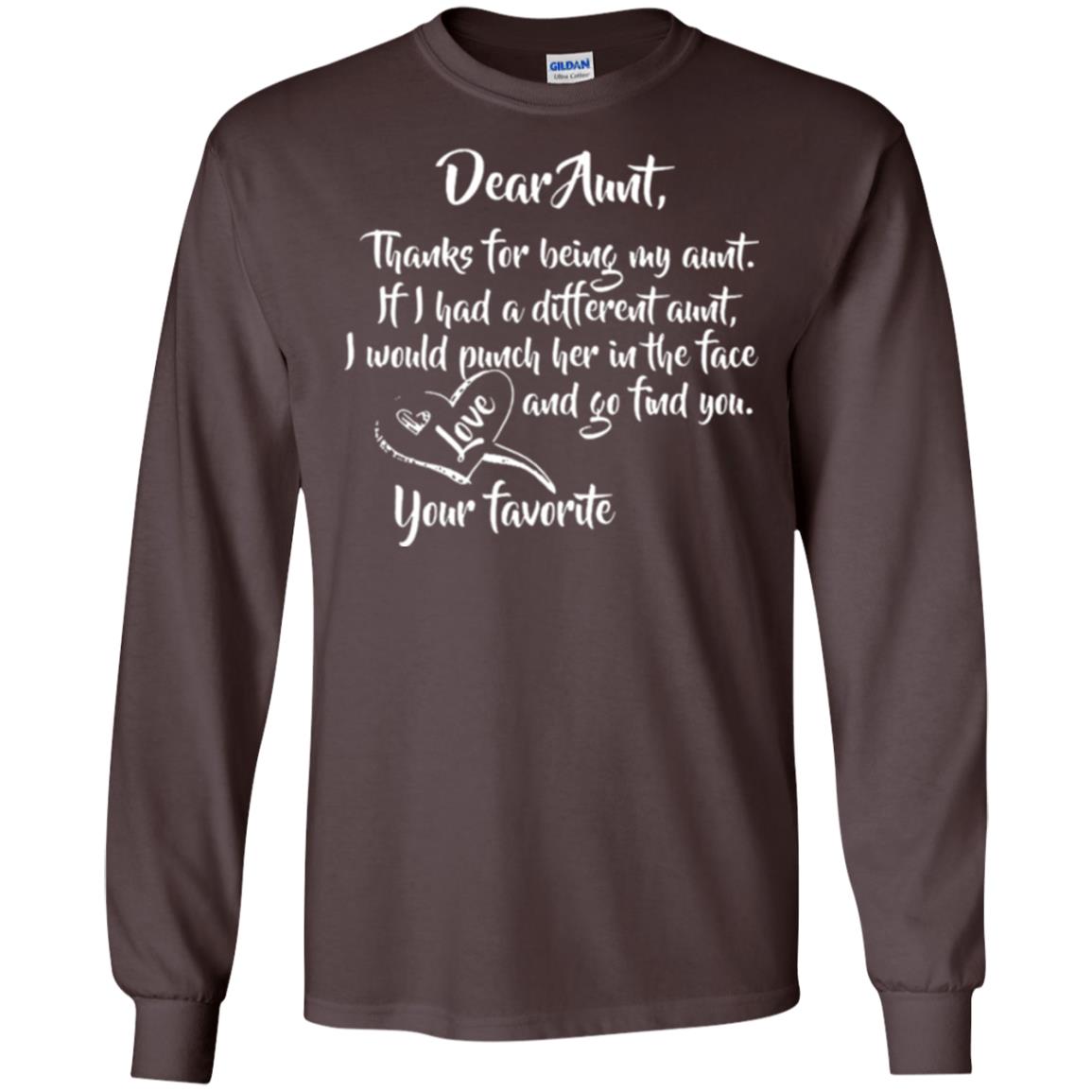Family T-shirt Dear Aunt Thanks For Being My Aunt Dark Chocolate