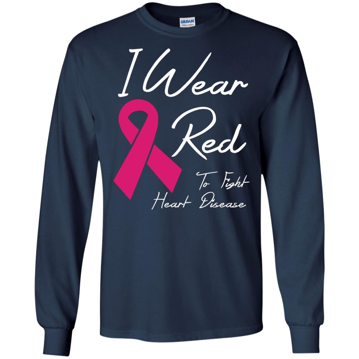 I Wear Red To Fight Heart Disease T-shirt Navy