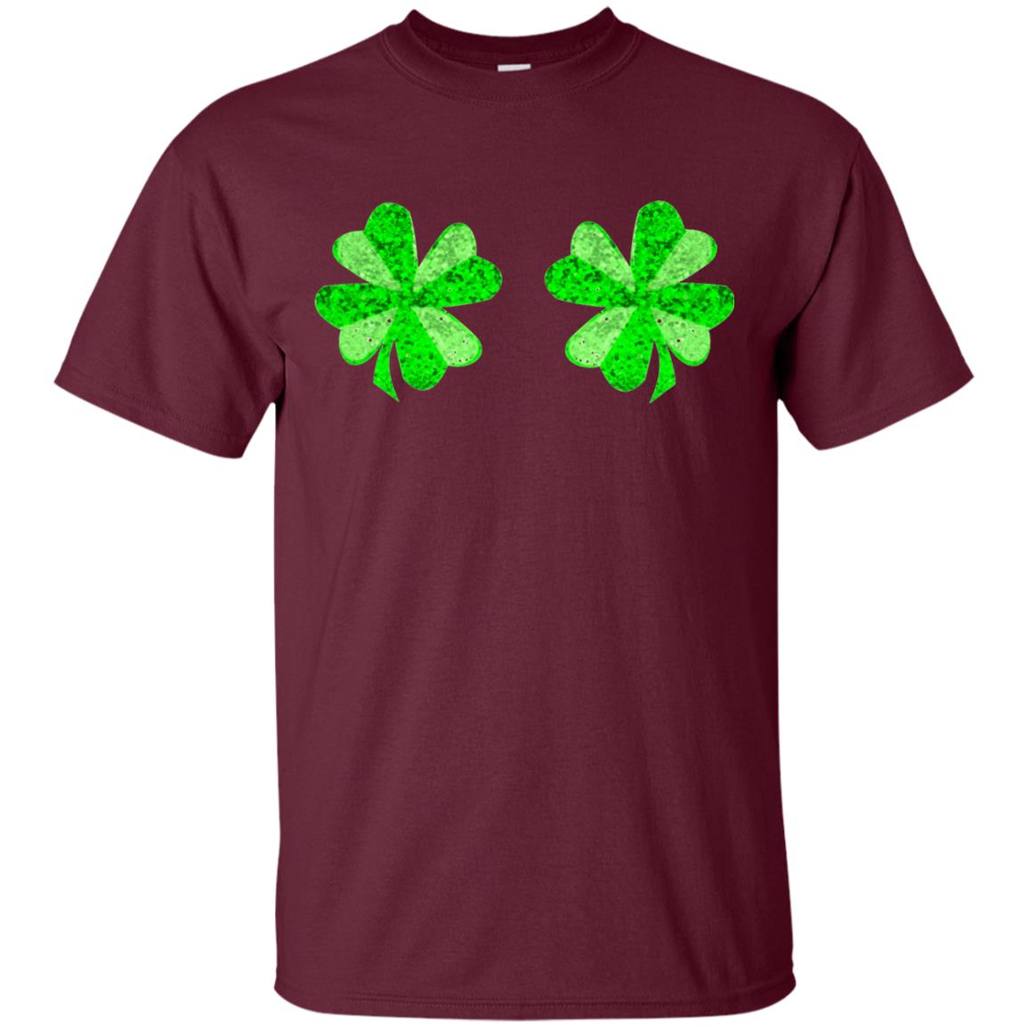 Funny Shamrock Boobs St Patricks Day T-shirt Maroon