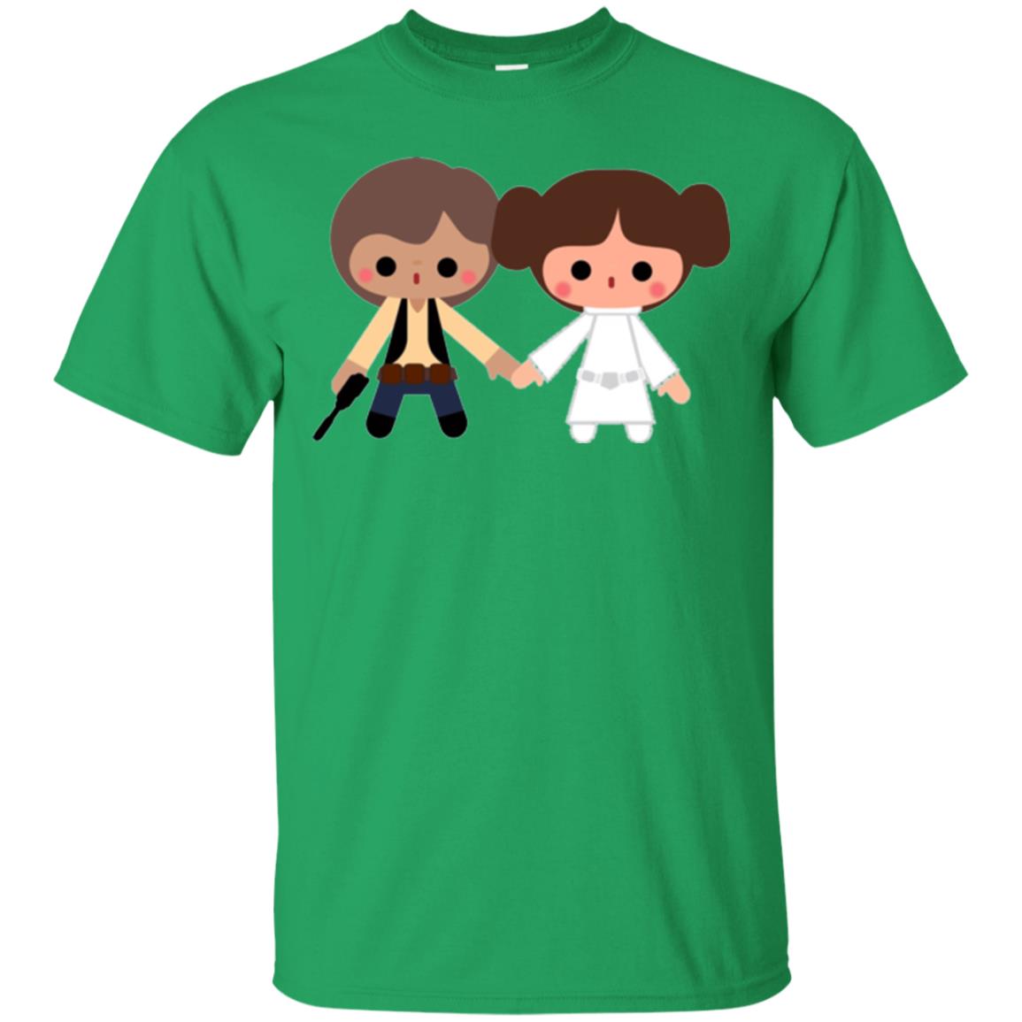 Cartoon T-shirt Han Solo Princess Leia Irish Green