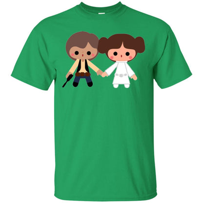 Cartoon T-shirt Han Solo Princess Leia Irish Green