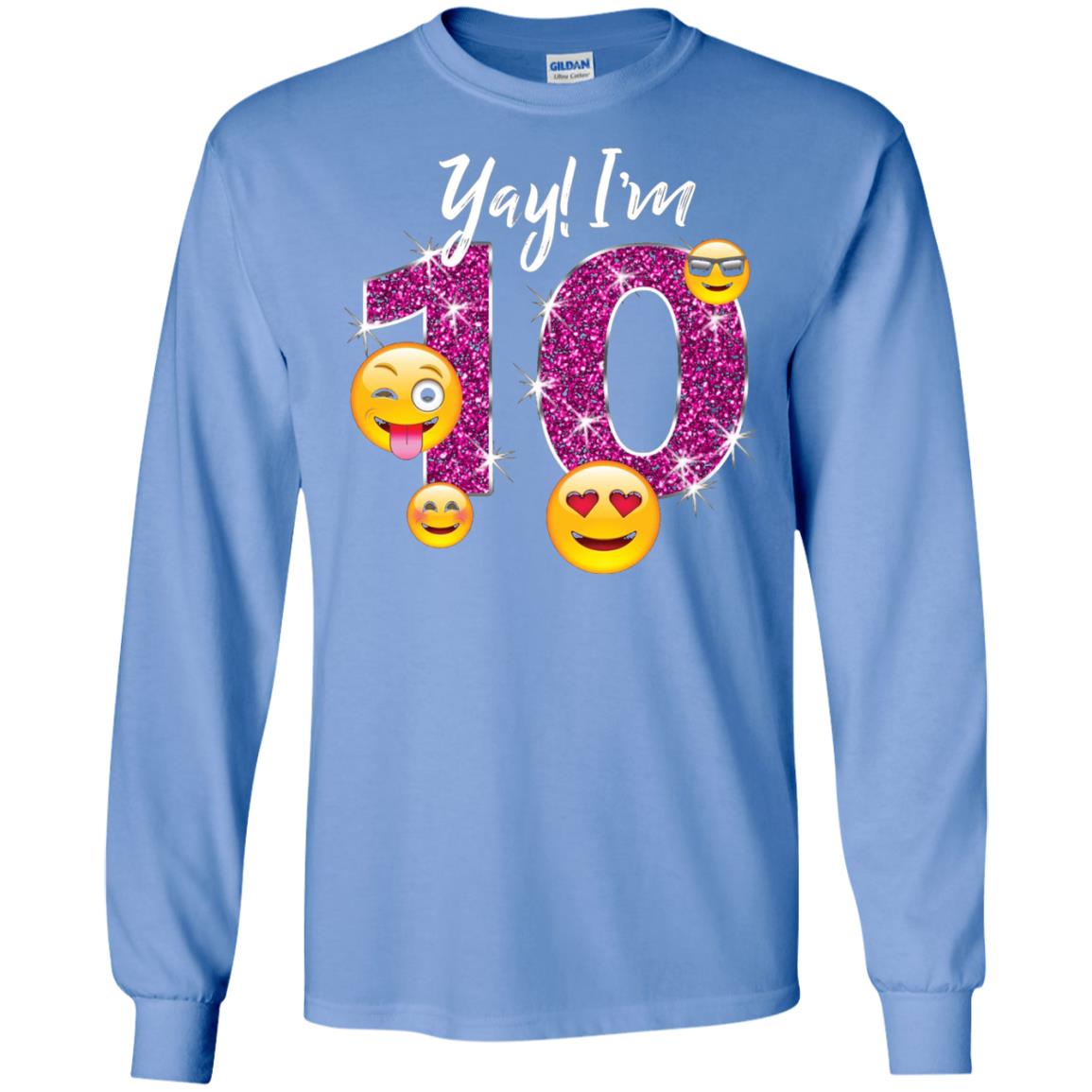 Funny Emoji Birthday 10th Birthday T-shirt Carolina Blue
