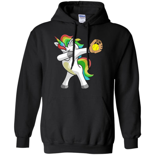 Dabbing Unicorn Softball T-shirt Funny Dabbing Black
