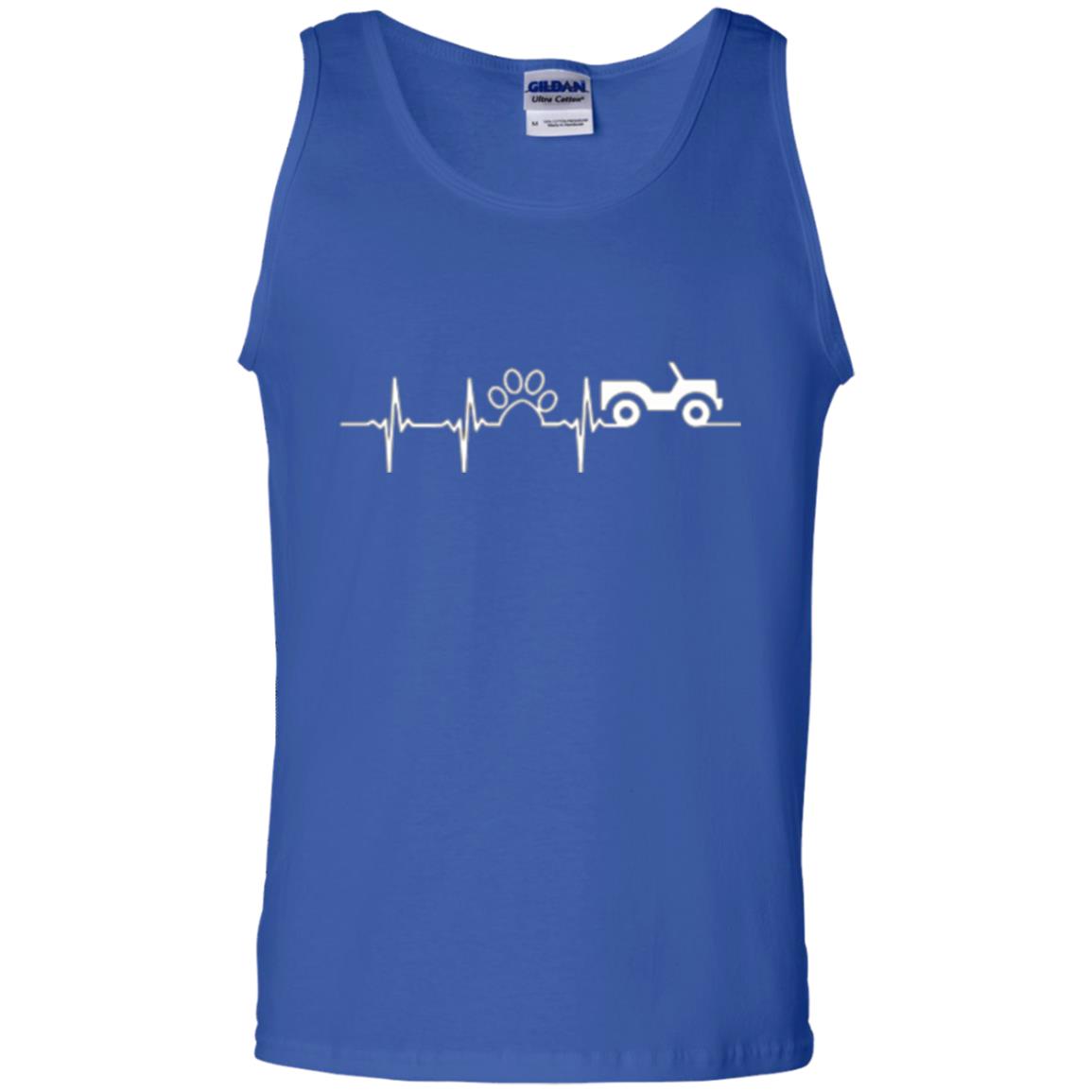 Cat Lovers T-shirt Jeep And Paw Heartbeat Royal