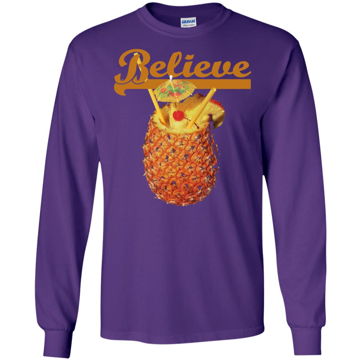 Believe Pineapple Cuptropical Drink T-shirt Purple