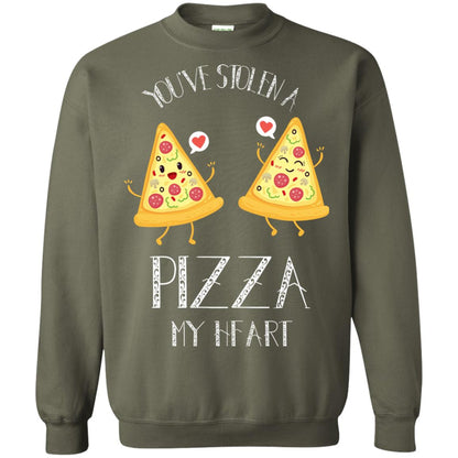 Pizza Lover T-shirt You've Stolen A Pizza My Heart Military Green