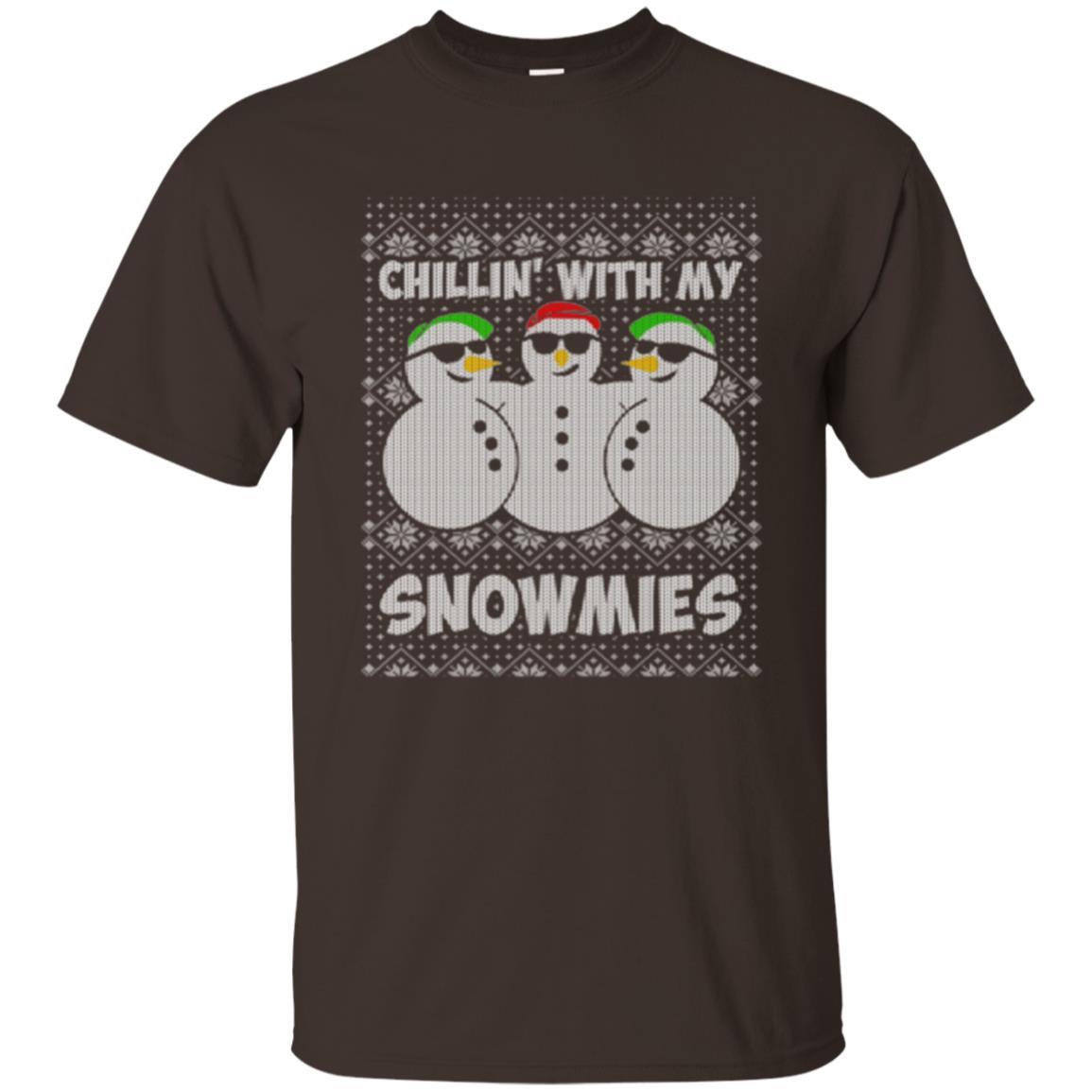 Christmas T-shirt Chillin With My Snowmies Dark Chocolate