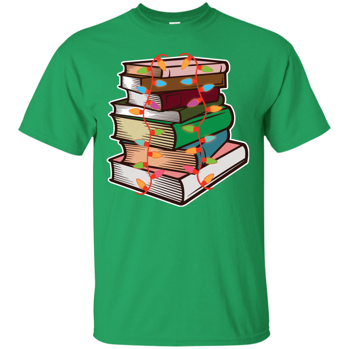 Fairy Lights Christmas Gift T-shirt Book Lover Irish Green