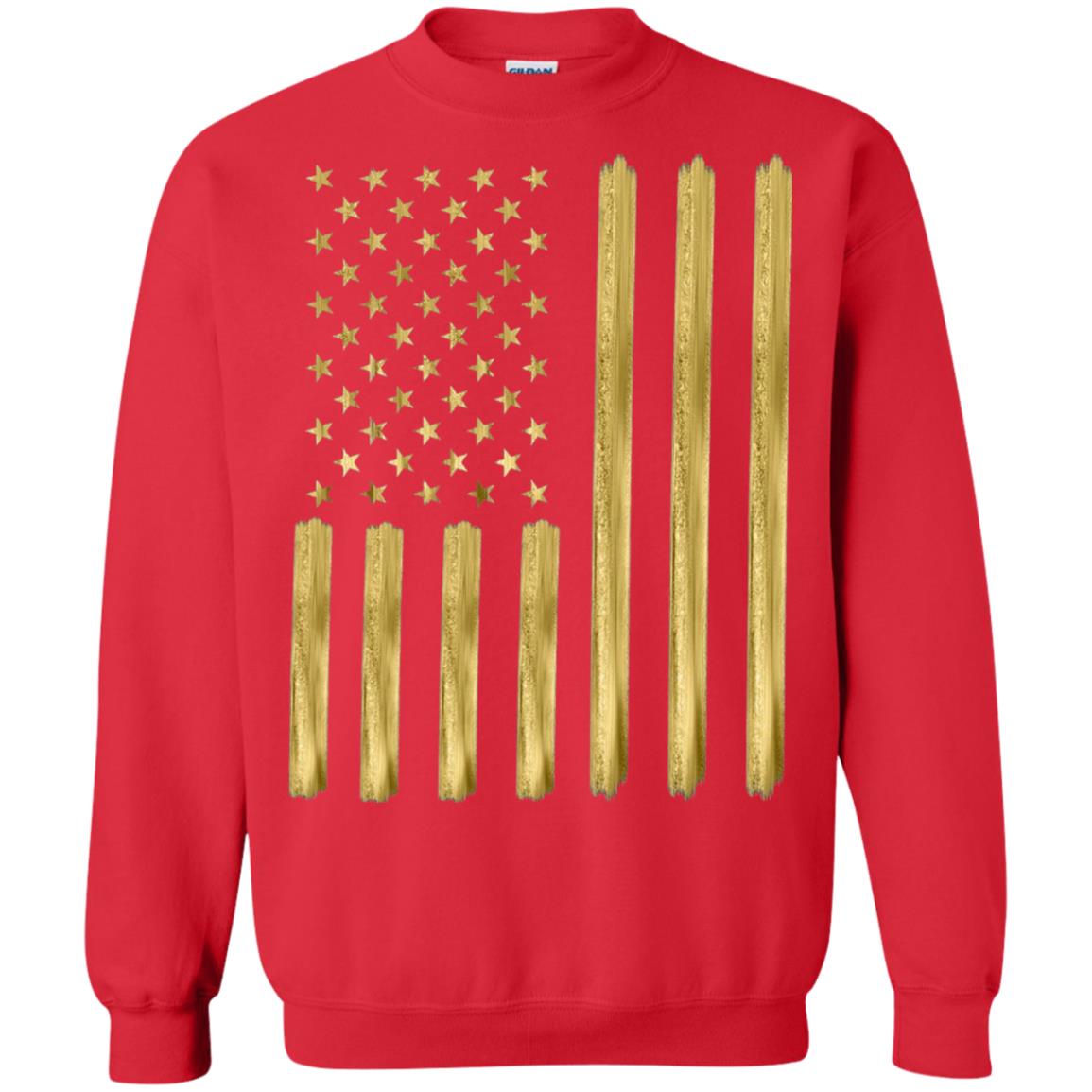 Faux Gold Paint American Flag T-shirt Red