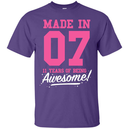 Made In 07 11 Years Of Being Awesome 11th Birthday T-shirt Purple