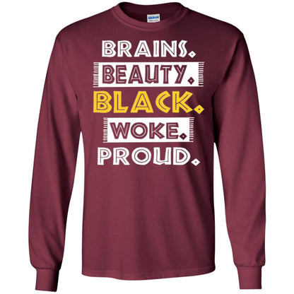 Educated Melanin T-shirt Brains Beauty Black Woke Proud Maroon