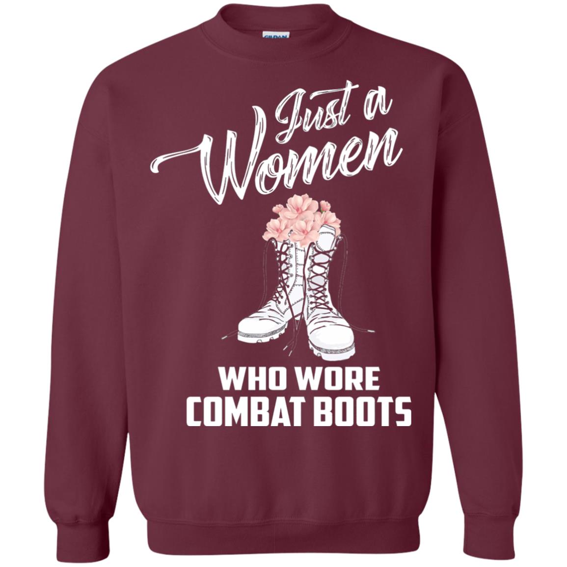 Just A Woman Who Wore Combat Boots Female Veteran T-shirt Maroon
