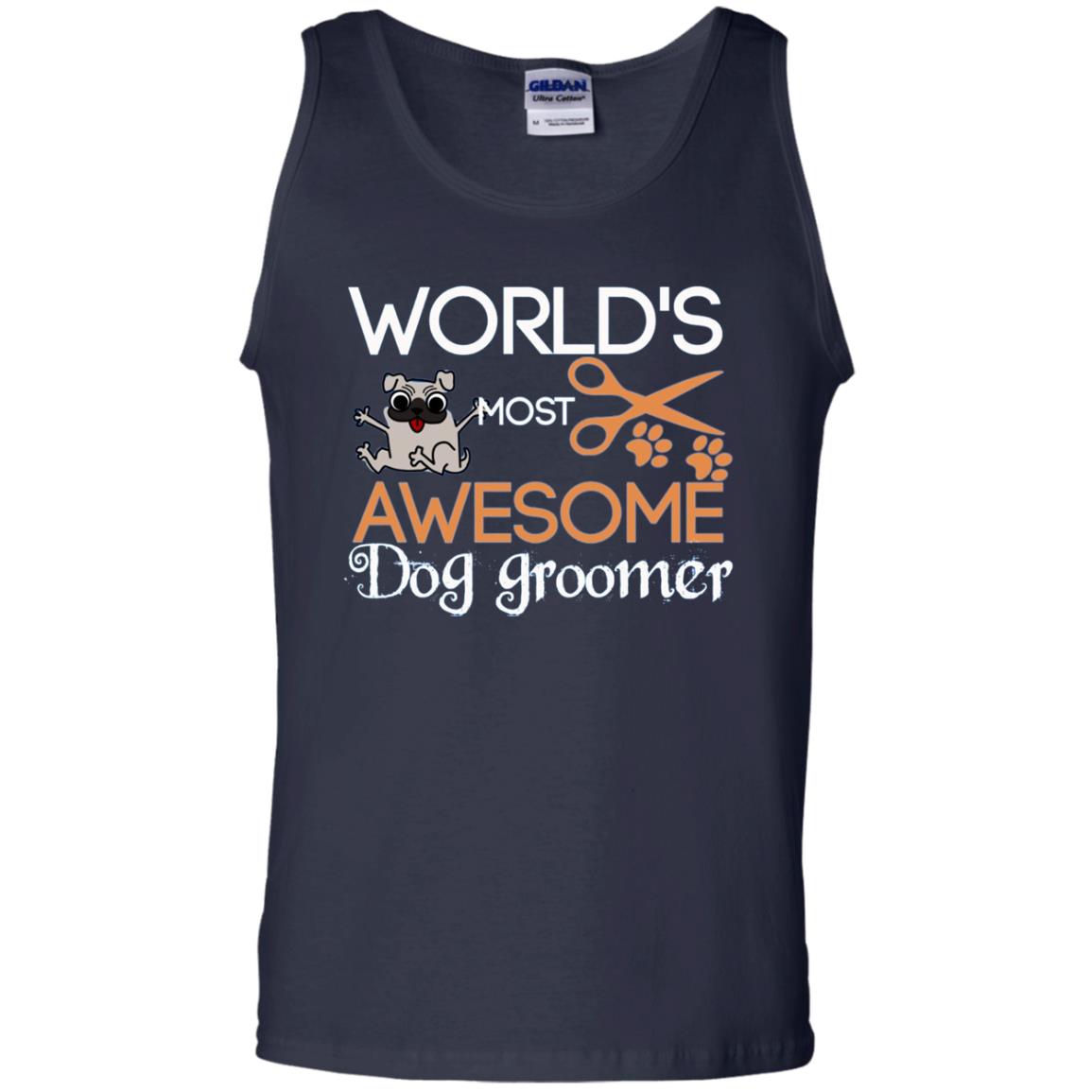 Dogs Lover Shirt World's Most Awesome Dog Groomer Navy