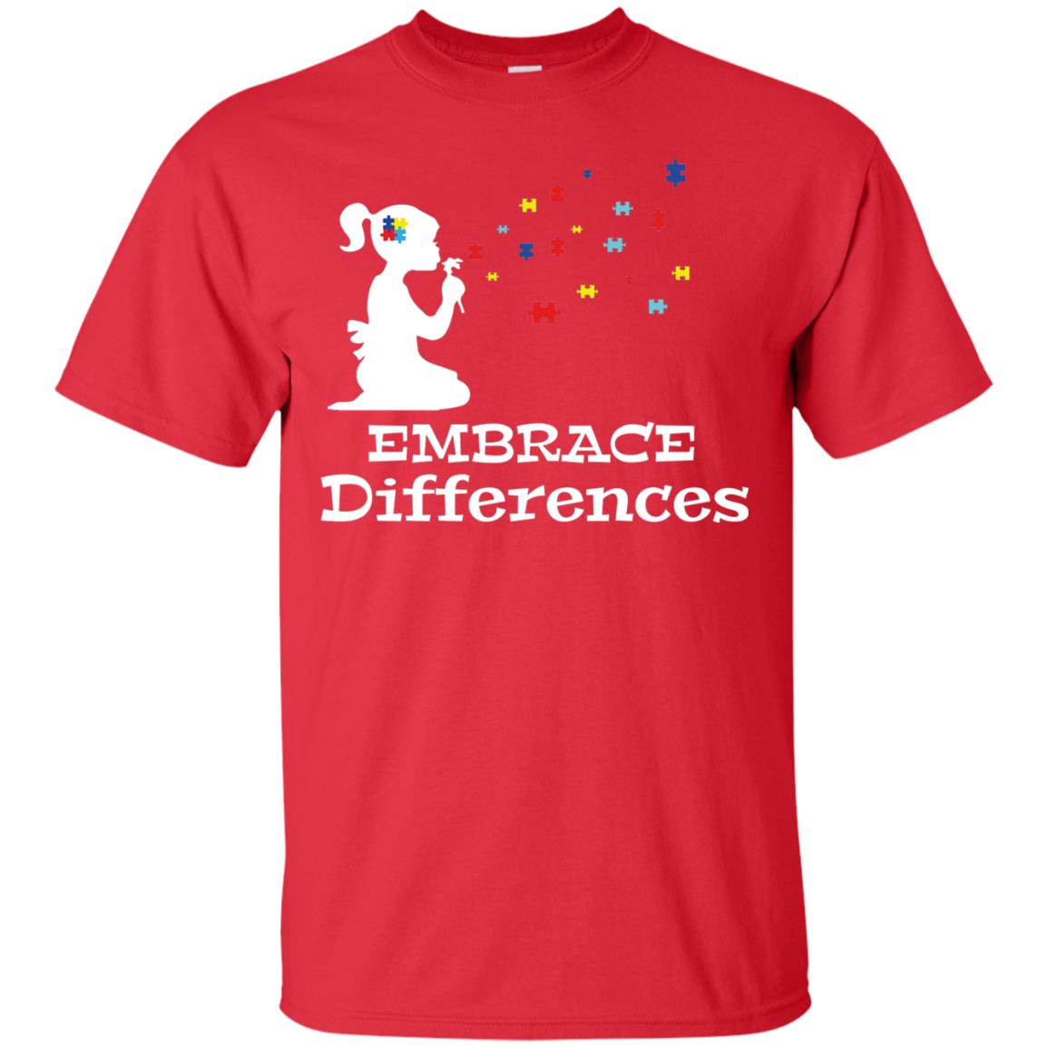 Embrace Differences Autism Awareness T-shirt Red