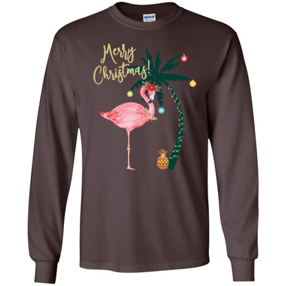 Christmas T-shirt Flamingo Merry Christmas Dark Chocolate