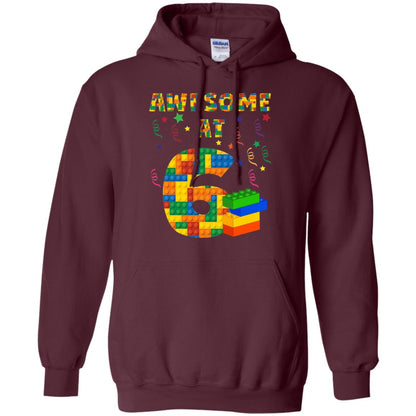 Awesome At 6 Age 6 Six Blocks Bricks Theme Shirt Maroon