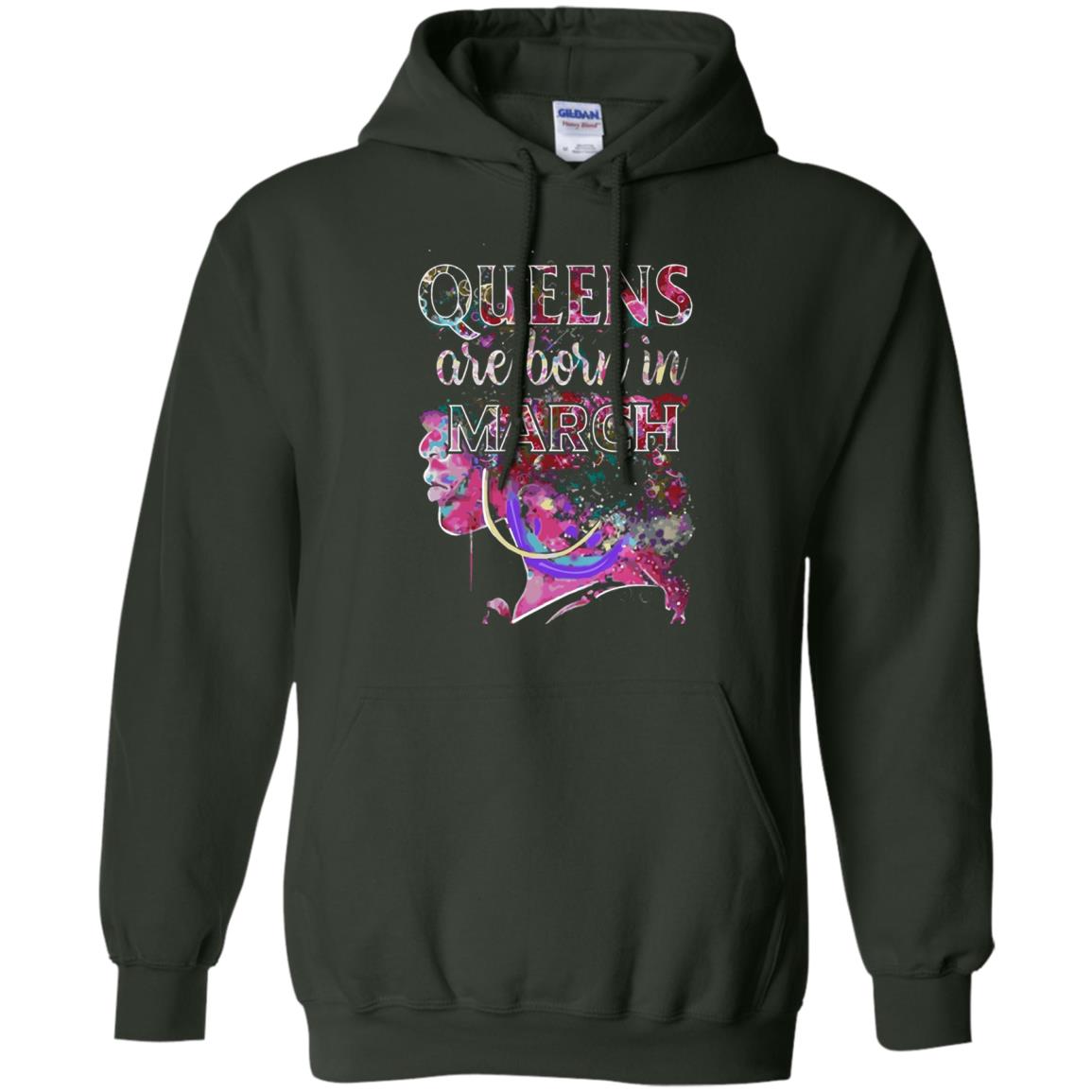 Birthday T-shirt Queens Are Born In March Forest Green